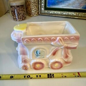 Vintage Rubens Pink and Cream Ceramic Train Planter